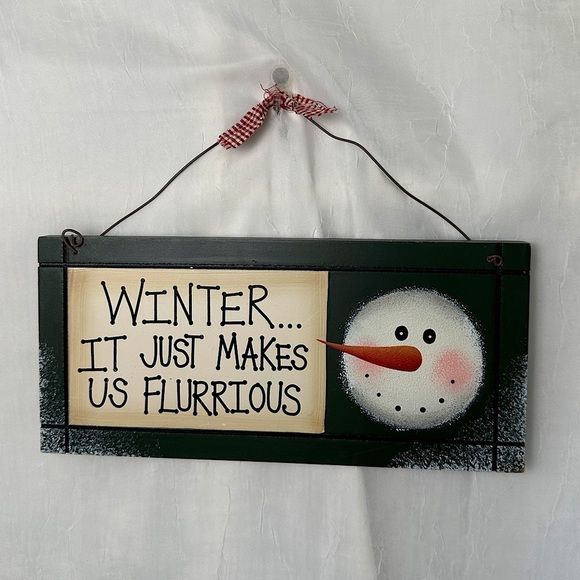 Other - Winter Seasonal Home Holiday Decor Hanging Wood Wall Sign Funny Snowman